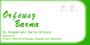 orfeusz barna business card